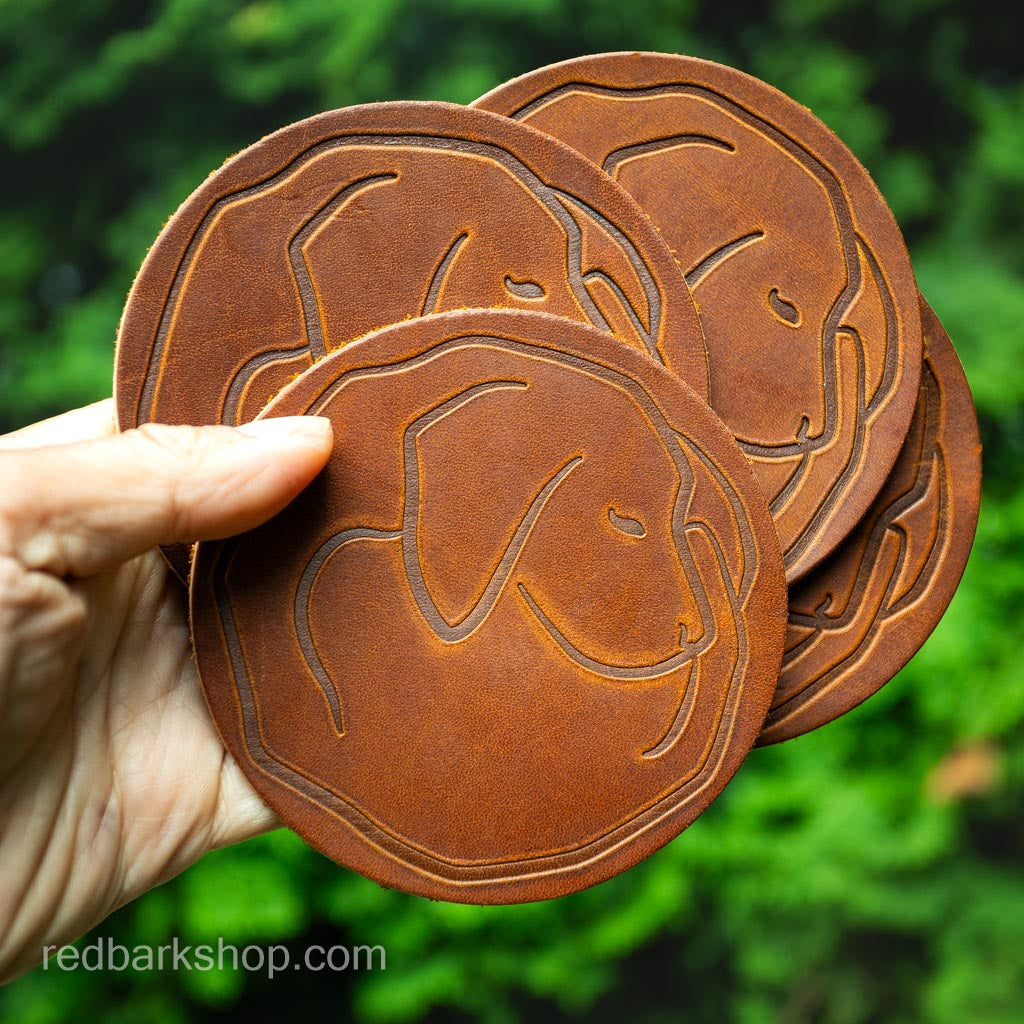 Leather Coasters 4 Pack - Sleepy Puppy