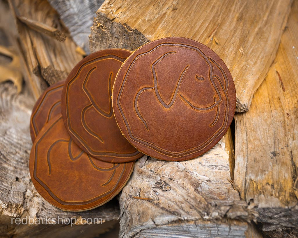 Leather Coasters 4 Pack - Sleepy Puppy