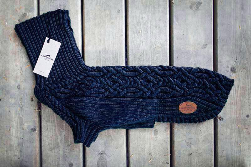 Navy Blue Bravehound handknit dog sweater