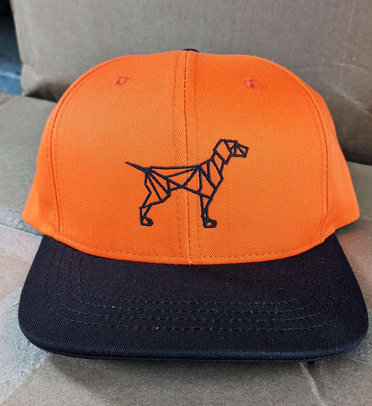 Blaze orange hunting dog hat for pointing dog lovers for field trials