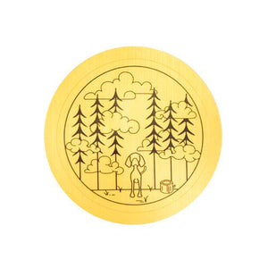 Gold dog in forest monoline adventure dog sticker