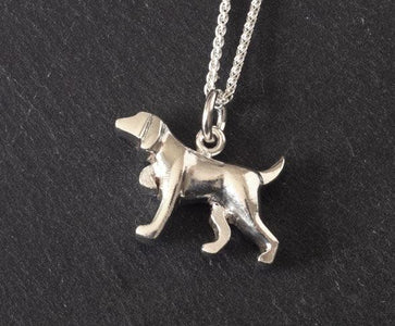 Silver detail Vizsla GSP Weimaraner Pointing dog simple pendant necklace