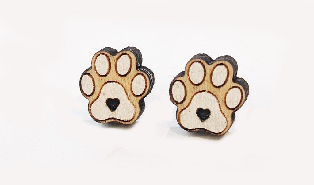 Paw print love dog earrings