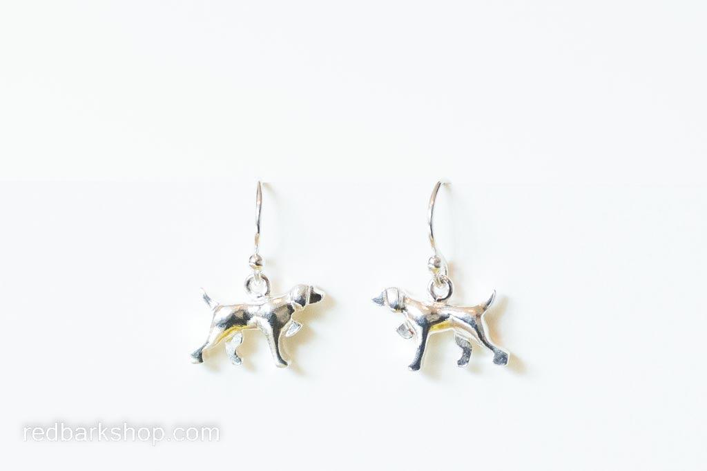 Silver dangle pointing dog earrings