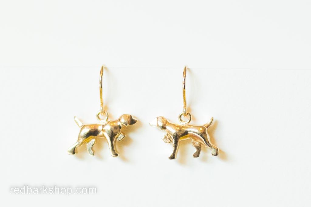 Gold dangle pointing dog earrings