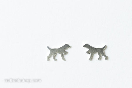 Silver pointing dog Vizsla stud earrings