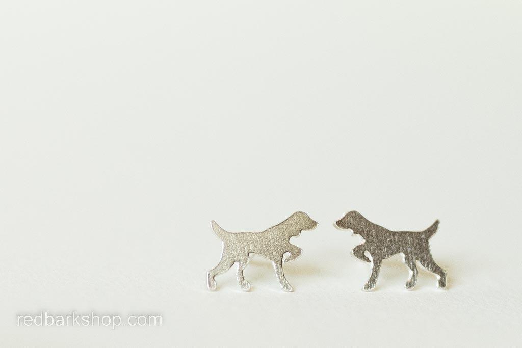 Silver pointer dog gsp stud earrings
