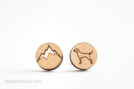 Mountain Adventure dog earring wooden studs