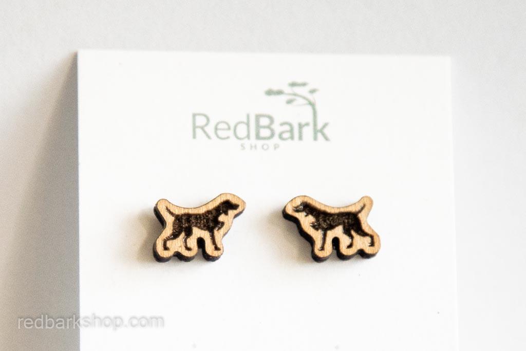 affordable Pointer dog wood earring studs
