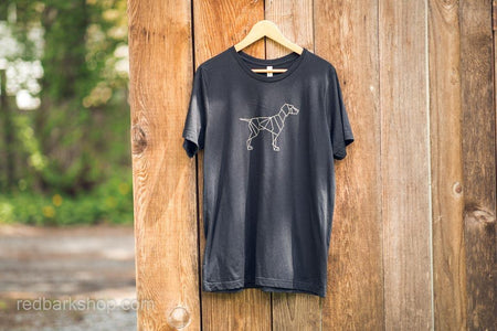 Geo Dog line design on unisex black tshirt